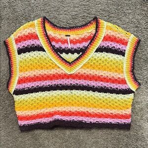 Free People Multicolor Striped Knit Top
